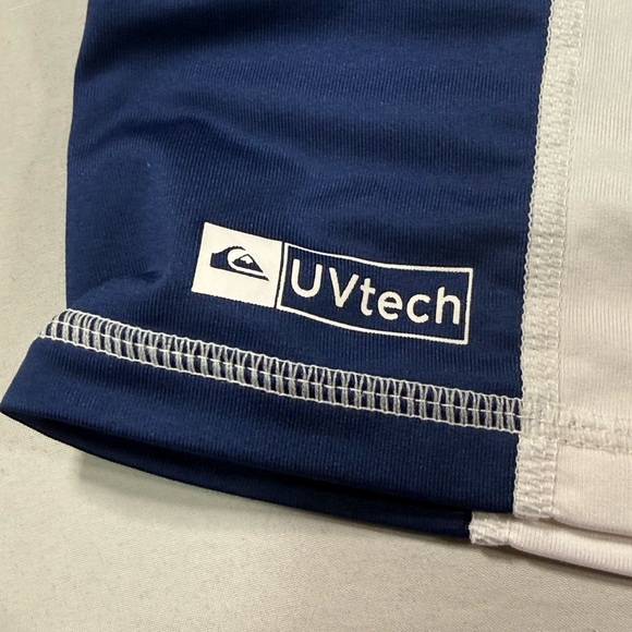 Quiksilver UVTech XXL Surf Rash Guard White Blue UV Protection - Picture 4 of 10